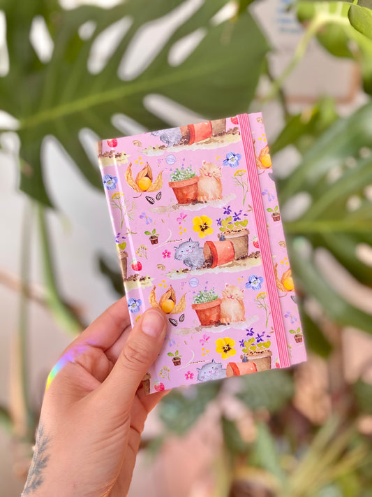 Libreta empastada gatitos rosa
